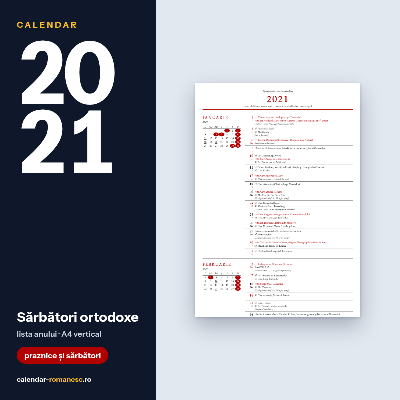 Sărbători ortodoxe 2021 - previzualizare