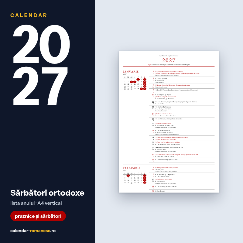 Sărbători ortodoxe 2027 - previzualizare