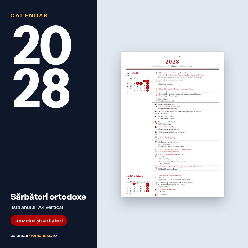 Sărbători ortodoxe 2028 - previzualizare