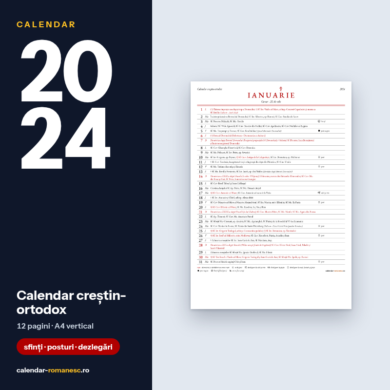 Calendar creștin-ortodox 2024 - previzualizare