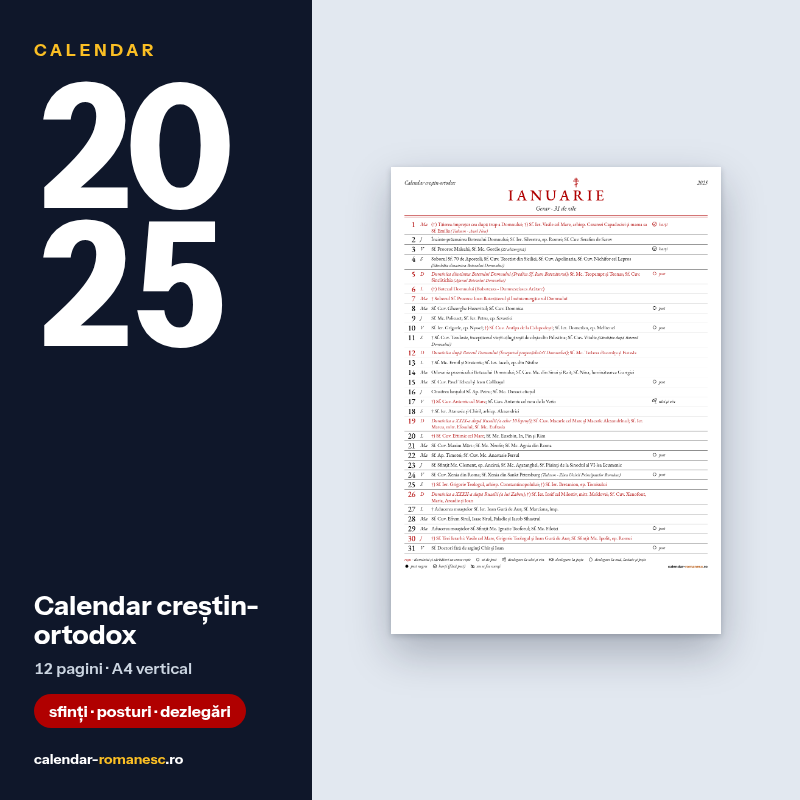 Calendar creștin-ortodox 2025 - previzualizare
